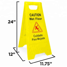 Yellow Flexible Portable Plastic Wet Floor Caution Warning Sign